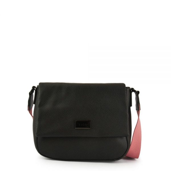 BANDOLERA CON TAPA MEDIANA CHARLIZE NEGRO
