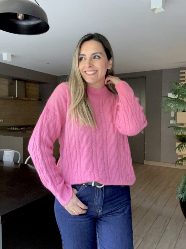 CHALECO TRENZADO ROSADO - Imagen 3