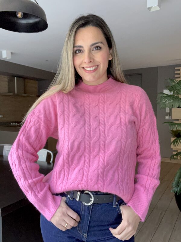 CHALECO TRENZADO ROSADO