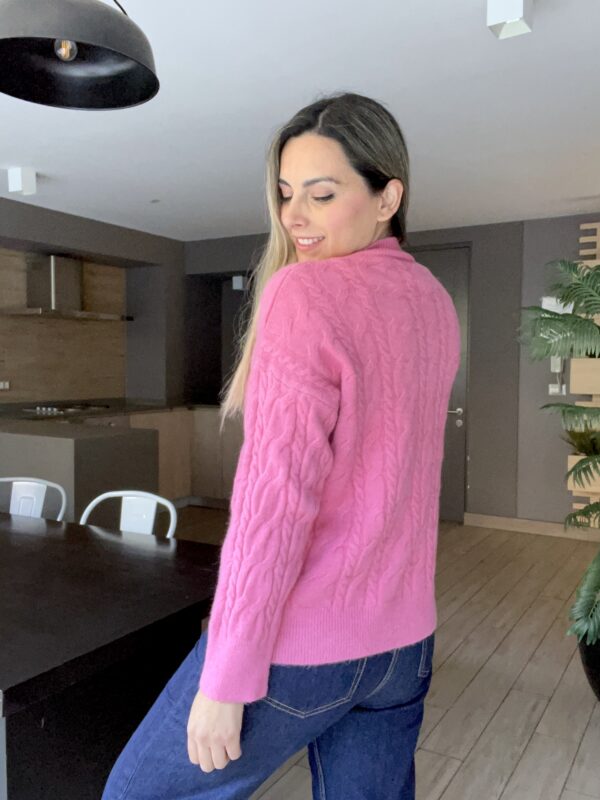 CHALECO TRENZADO ROSADO - Imagen 2