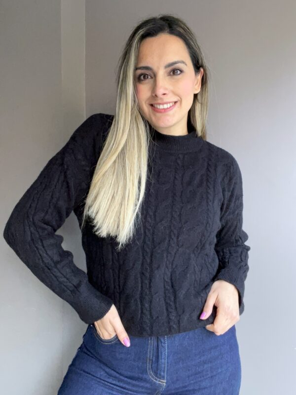 CHALECO TRENZADO NEGRO