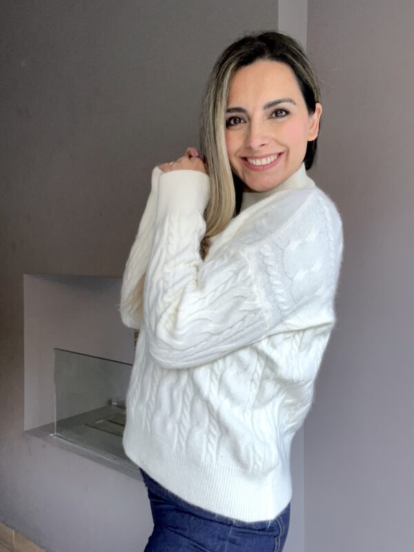 CHALECO TRENZADO BLANCO CRUDO - Imagen 3