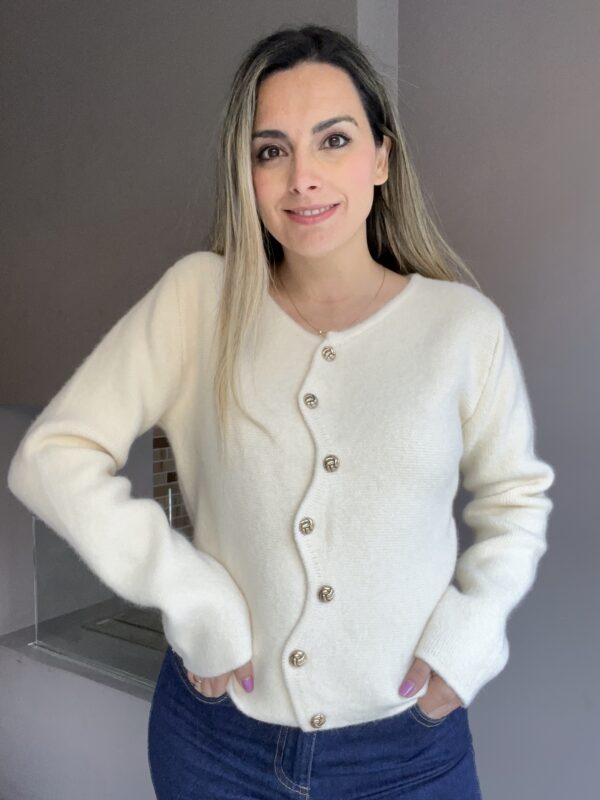 CARDIGAN LANA ANGORA BLANCO CRUDO