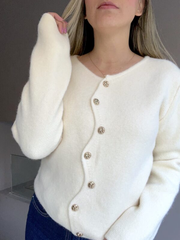 CARDIGAN LANA ANGORA BLANCO CRUDO - Imagen 3
