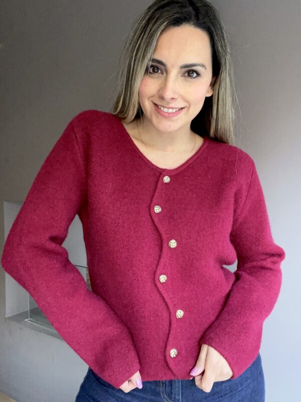 CARDIGAN LANA ANGORA BURDEO - Imagen 2