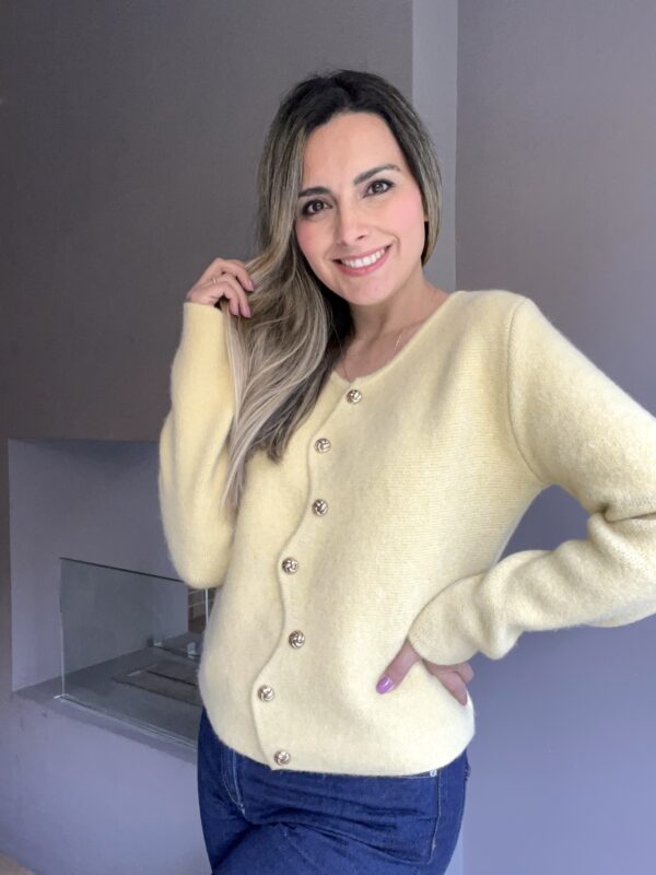 CARDIGAN LANA ANGORA AMARILLO FRIO - Imagen 2