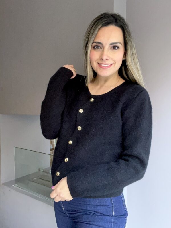 CARDIGAN LANA ANGORA NEGRO - Imagen 2