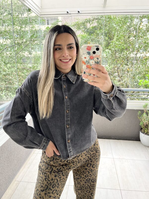 CHAQUETA DE MEZCLILLA NEGRO LAVADO
