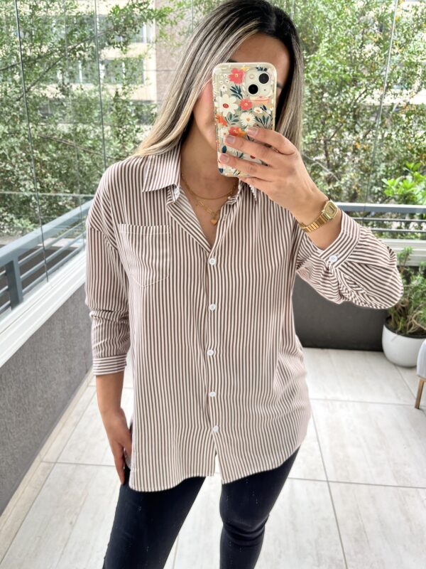 BLUSA RAYAS CAFE - Imagen 2