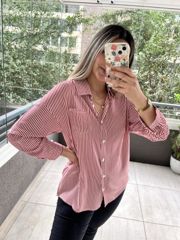 BLUSA RAYAS ROJO - Imagen 2