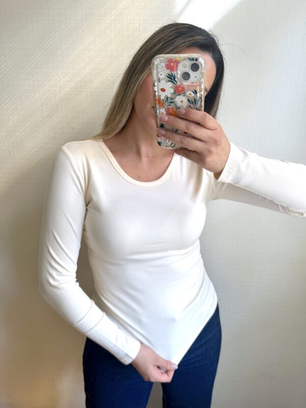 CAMISETA ACANALADA BEIGE - Imagen 2