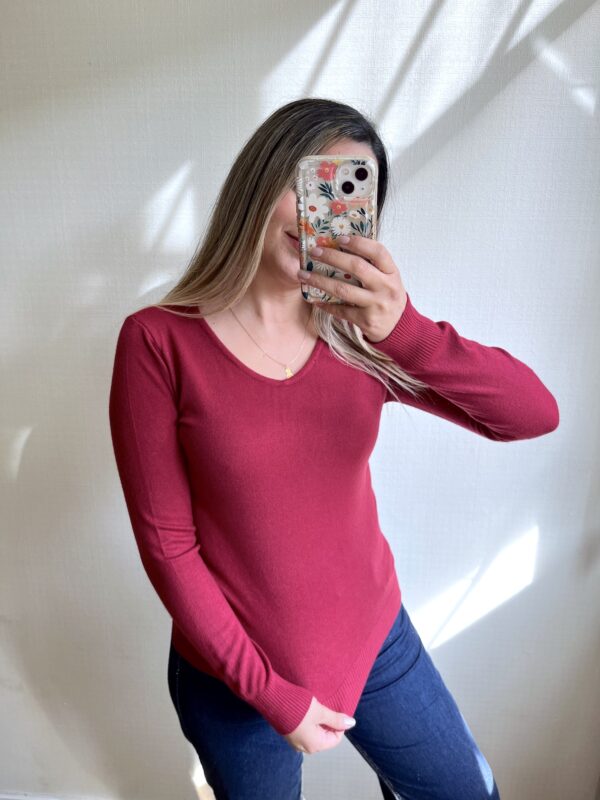 SUETER PUNTO FINO CUELLO V BURDEO - Imagen 2