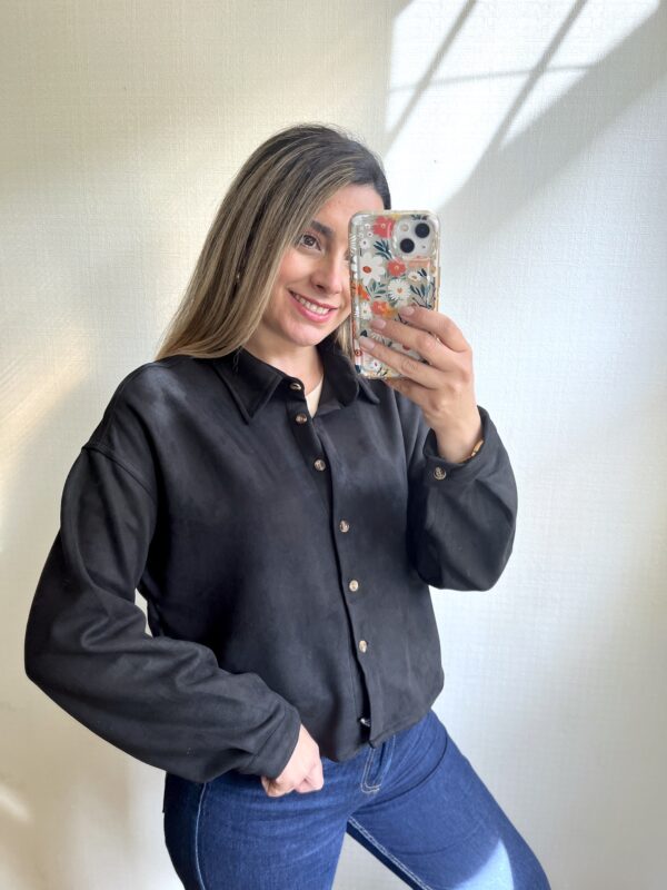 CHAQUETA DE GAMUZA NEGRO - Imagen 2