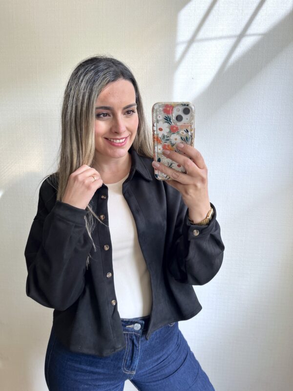 CHAQUETA DE GAMUZA NEGRO