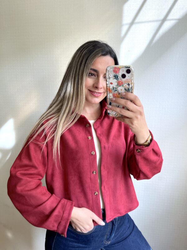 CHAQUETA DE GAMUZA BURDEO