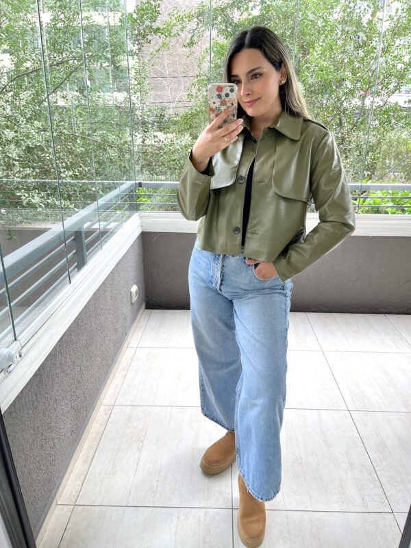 CHAQUETA ECOCUERO VERDE - Imagen 3