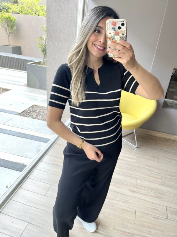 CONJUNTO POLO HILO PANTALÓN + POLERA NEGRO - Imagen 3