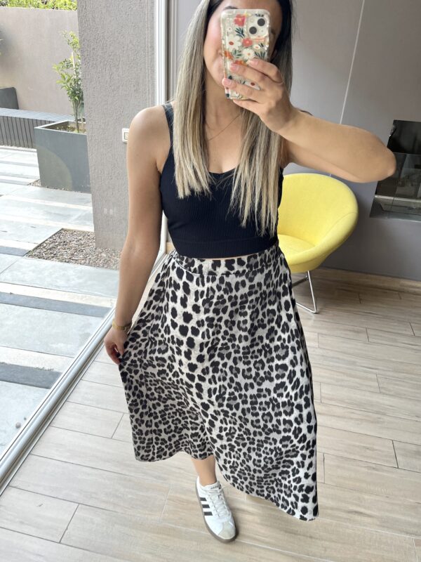 FALDA SATIN ANIMAL PRINT GRIS - Imagen 2