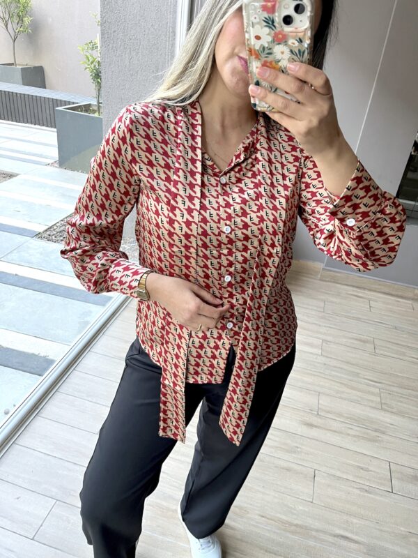 BLUSA F BEIGE/ROJO - Imagen 3