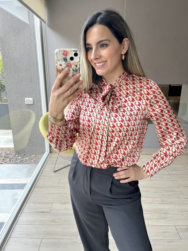 BLUSA F BEIGE/ROJO