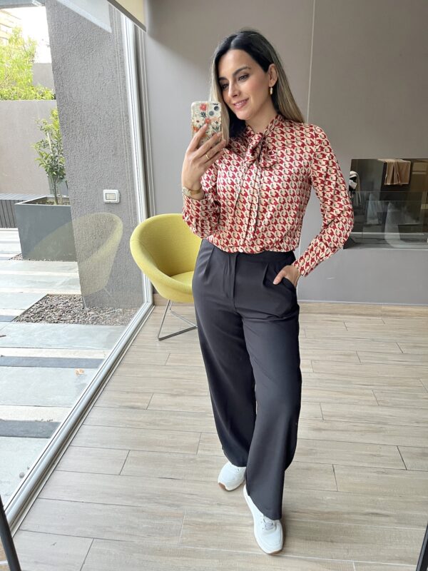 BLUSA F BEIGE/ROJO - Imagen 4