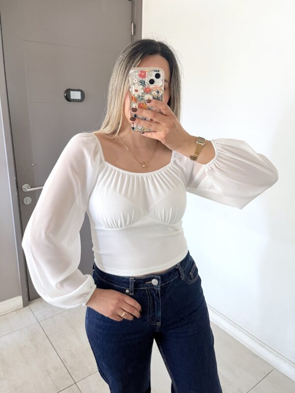 BLUSA ESTILO ROMÁNTICO BLANCO - Imagen 2